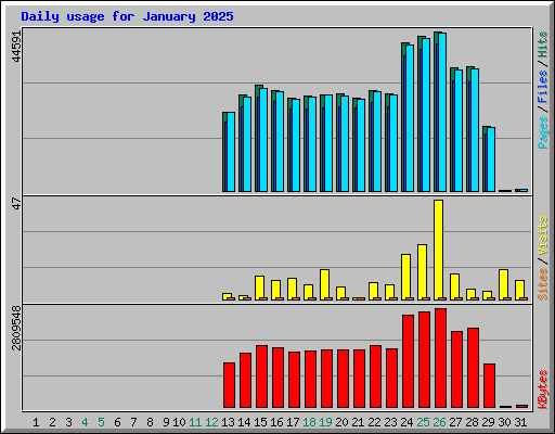 Daily usage for January 2025